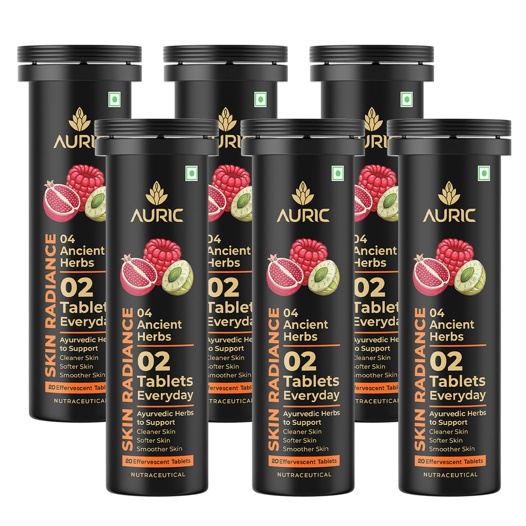 Auric Skin Radiance for Glow Skin Naturally Drinks 20 Tablets with Biotin, Amla, Pomegranate & Grape Seed Extract | Mixed Berries Flavour