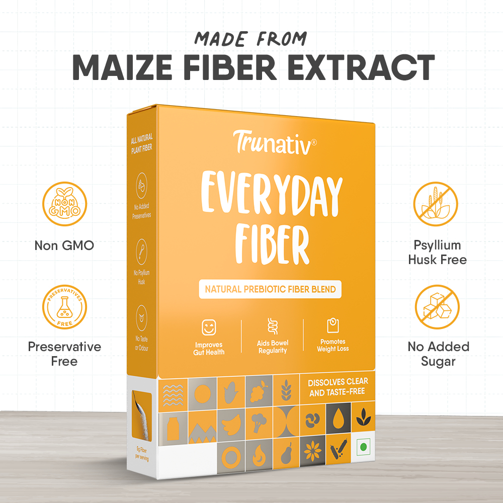 TruNativ Everyday Fiber | Enhance Your Digestive Health With Plant Based Fiber | Helps Control Weight & Blood Sugar Levels Naturally | Dissolves Clear