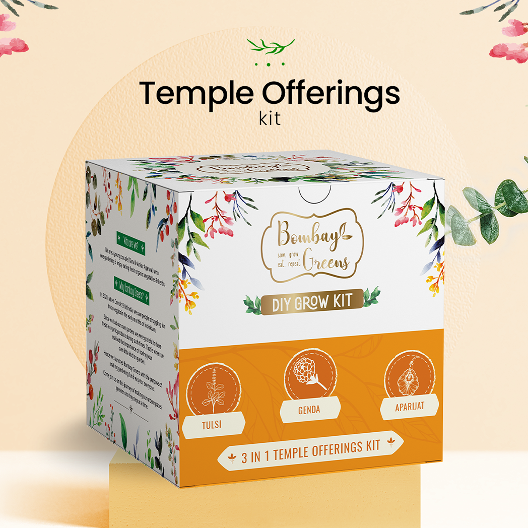 Bombay Greens Temple Offerings Kit - Tulsi, Genda, Aparajita
