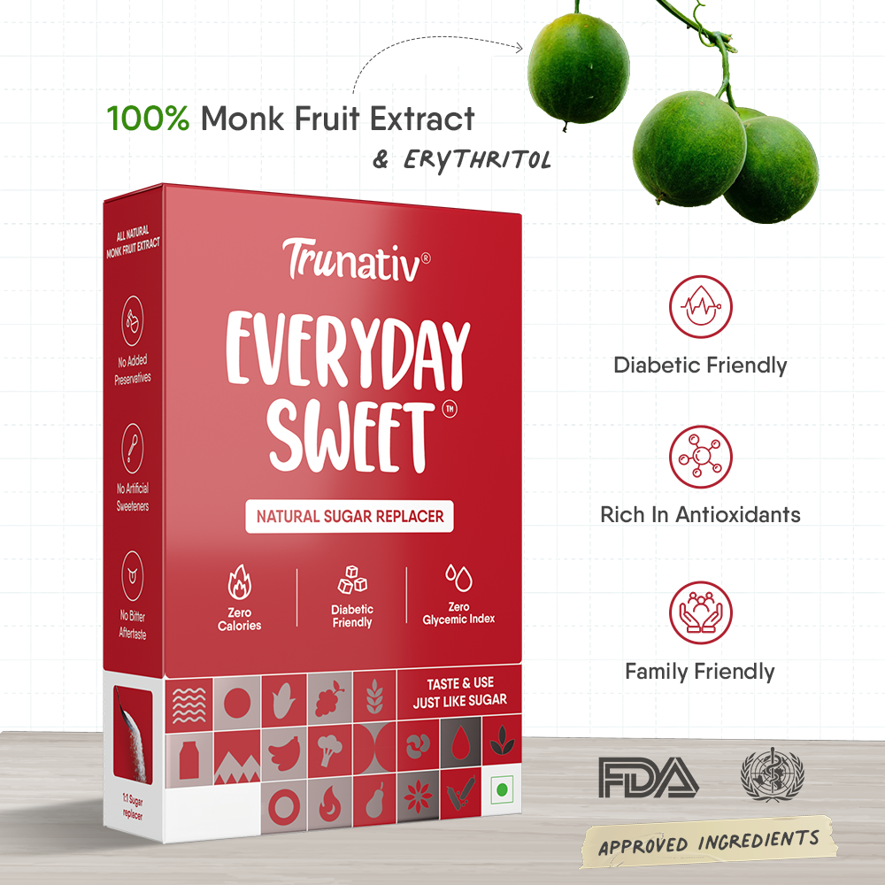 TruNativ Everyday Sweet | Natural 1:1 White Table Sugar Replacer | Zero Calories, Diabetic Friendly