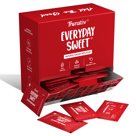 TruNativ Everyday Sweet| Natural 1:1 Sugar Replacer |60 Sachets| Monk Fruit Extract | Natural Sweetener | Zero Calories - Zero Carb - Diabetic Friendly - Keto Friendly | Cook Bake Blend - No Aftertaste (240g)