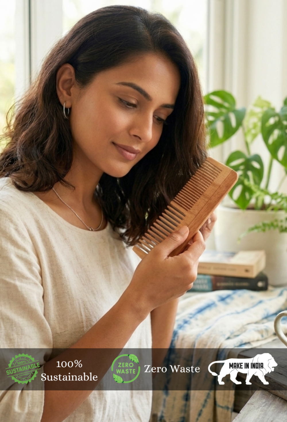 Almitra Sustainables Neem Comb Pack of 2 (Small & Large)