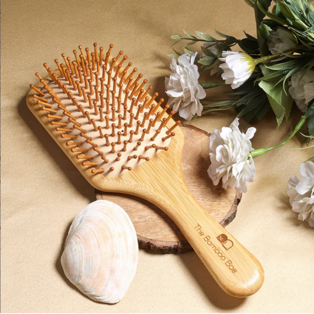 The Bamboo Bae Bamboo Hair Brush | Paddle Brush for Women & Men | Anti Static | Eco Friendly | Natural Bamboo & Steel Bristles