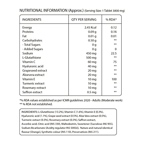 Pure Nutrition Glutathione 600 mg - 15 Effervescent Tablets - Pack of 1