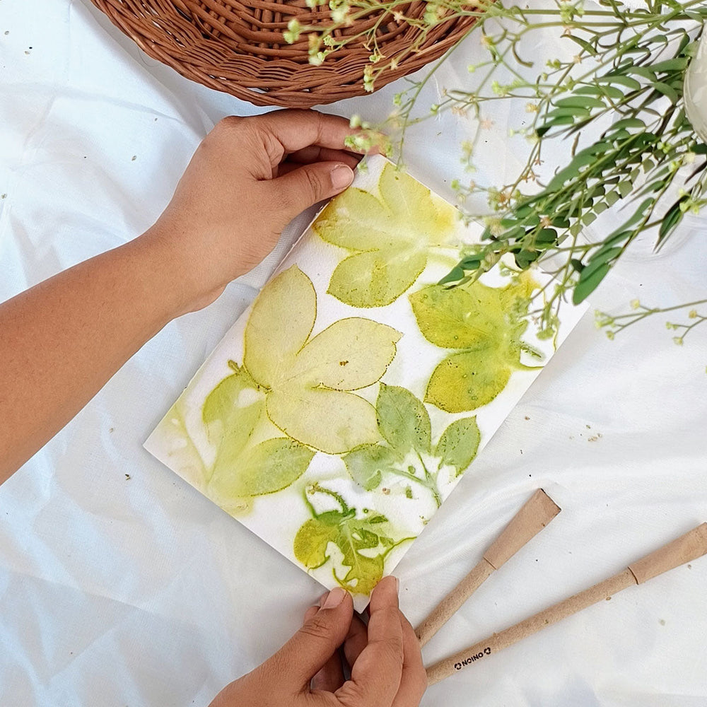 Ecoshi Eco-printed handmade journal - blooming green
