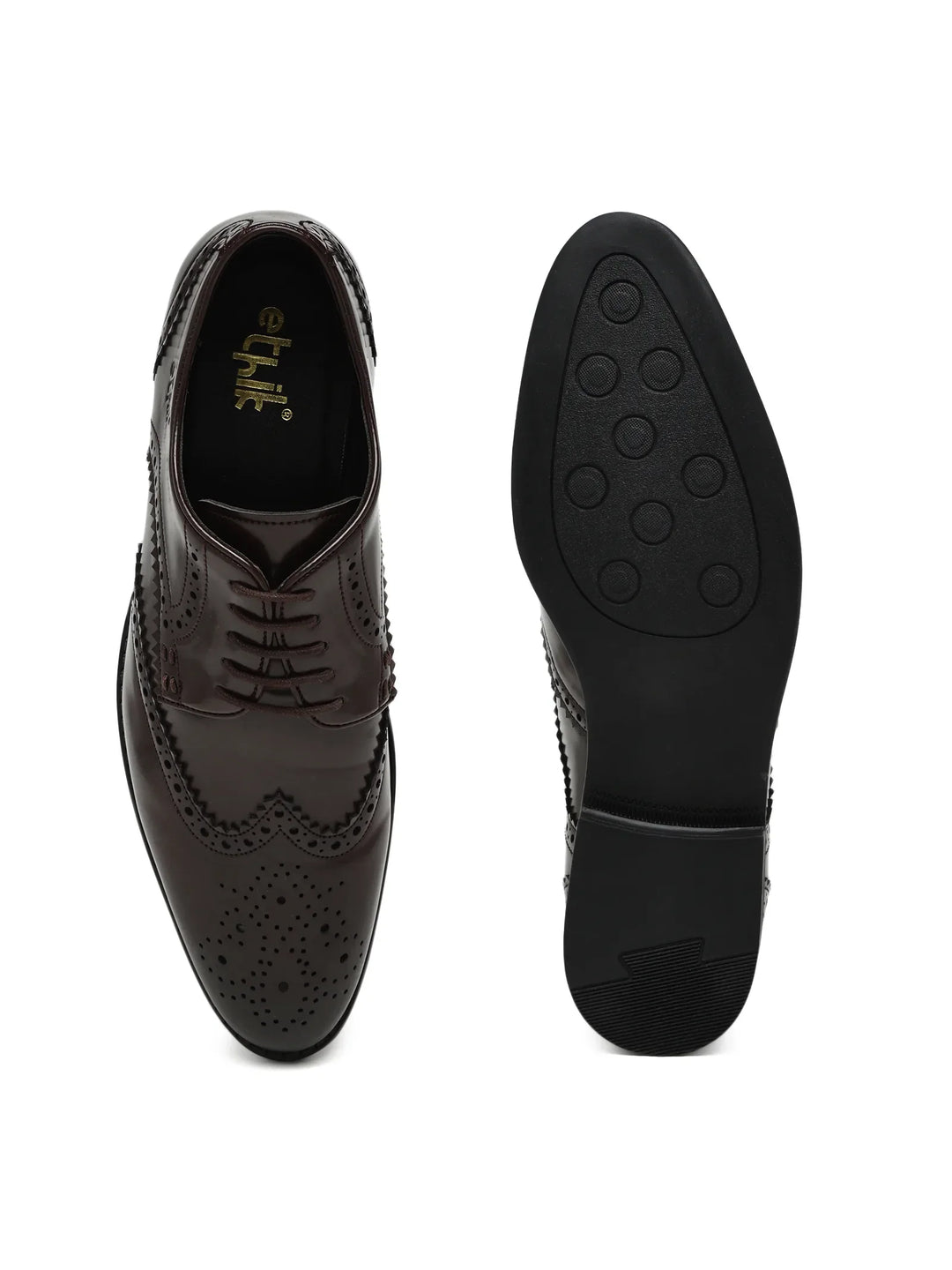 Ethik Winger Brown Wingtip Brogue Derby Shoes | Vegan Leather