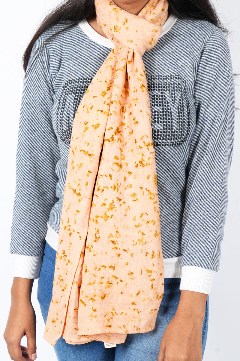 Ecoshi Kala Cotton Stole | Peach & Yellow