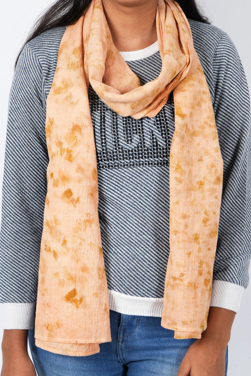 Ecoshi Kala Cotton Stole | Peach & Green
