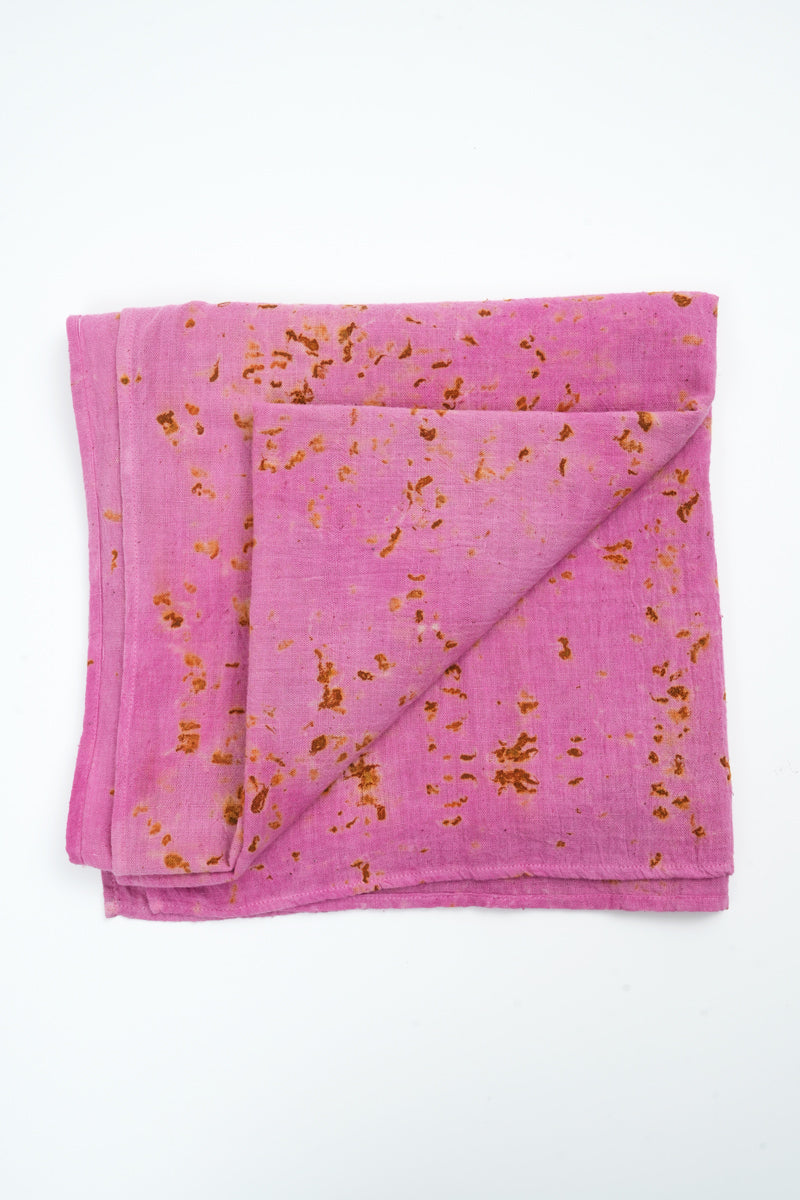 Eco-printed Kala Cotton Stole- Pink with Yellow