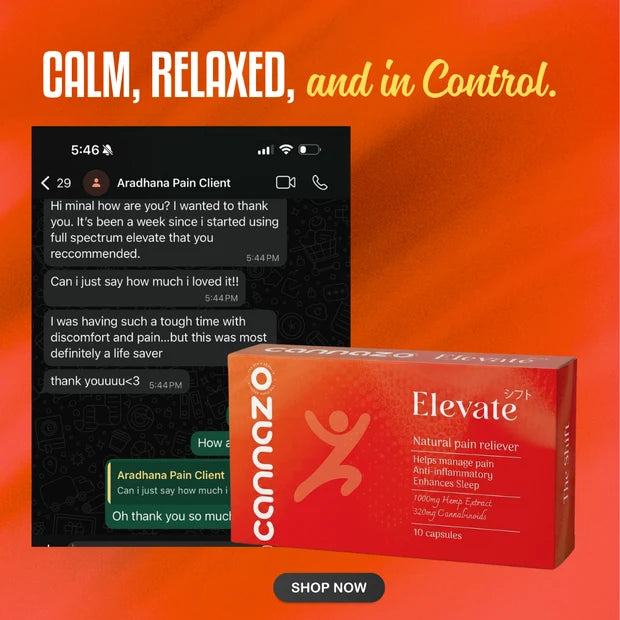 CannazoIndia Elevate + (Pain) Capsules 100mg - CBD+THC Formula