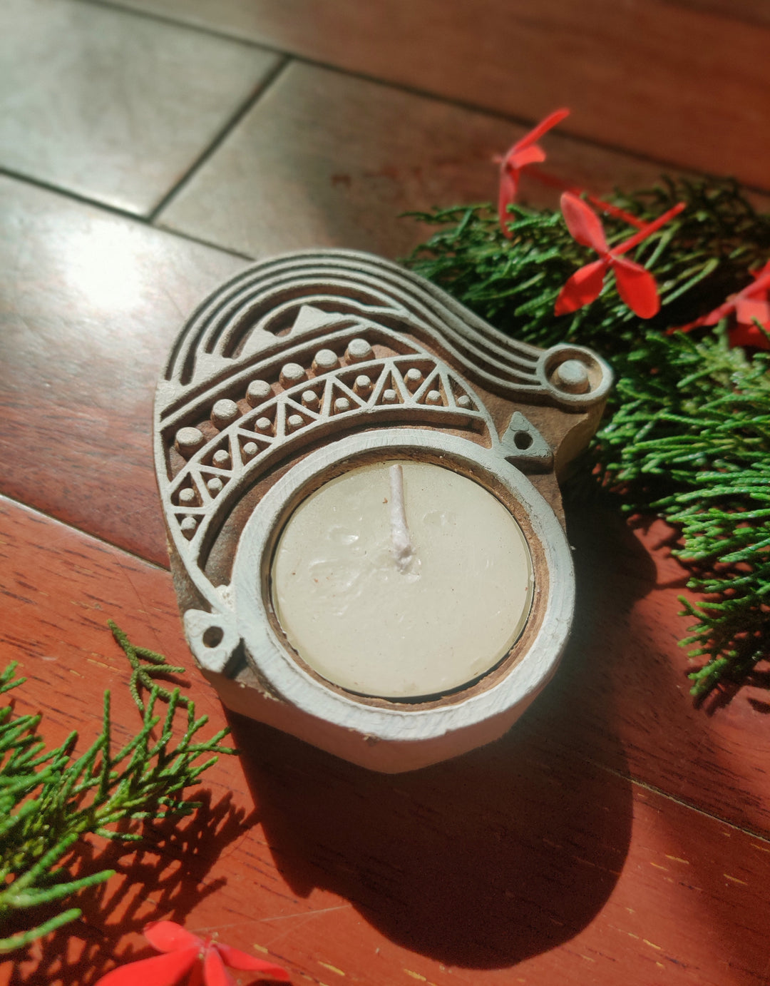 Greenfootprint Handcrafted wooden Christmas tealight candle  holders | set of 3