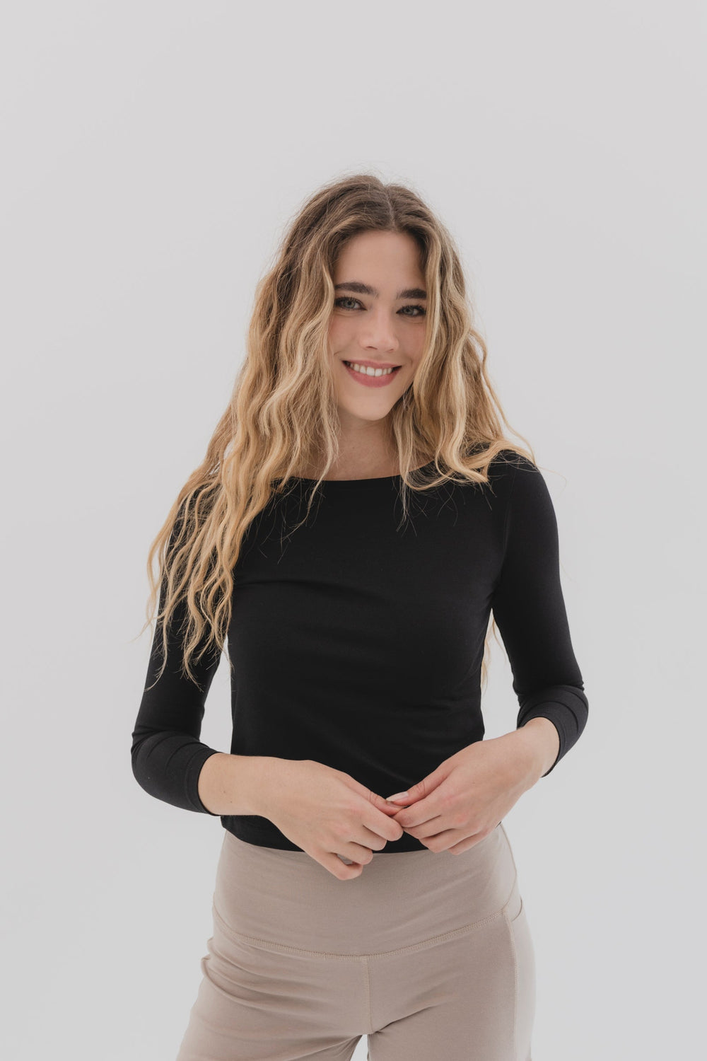 Elope Dysha 3/4 sleeves Snug Fit Tshirt Black