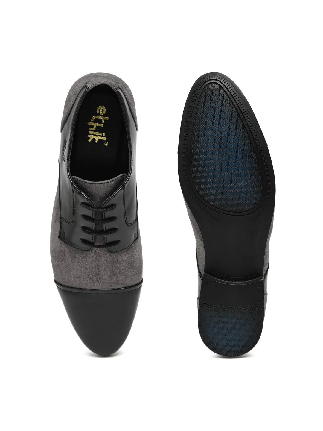 Cap-Toe Black & Grey Derby Shoes