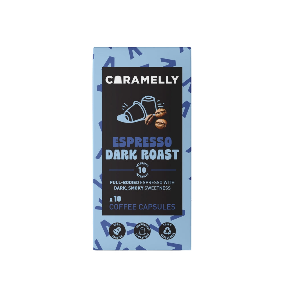 Caramelly Espresso Dark Roast Nespresso Compatible Coffee Capsules, 10 Pods, Intensity - 10 | Nespresso Compatible Pods Coffee Pods | 100% Arabica Coffee