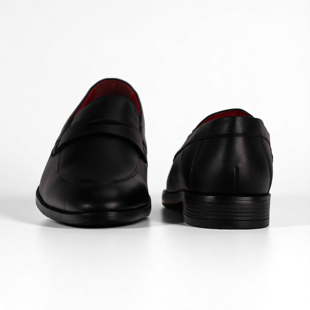 Ethik Bellmont Black | Men’s Vegan Leather Loafers | Semi - Gloss Finish with Saddle Strap - Suspire