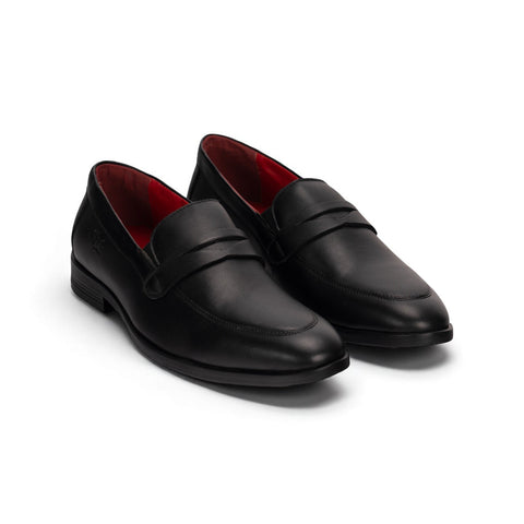 Ethik Bellmont Black | Men’s Vegan Leather Loafers | Semi-Gloss Finish with Saddle Strap
