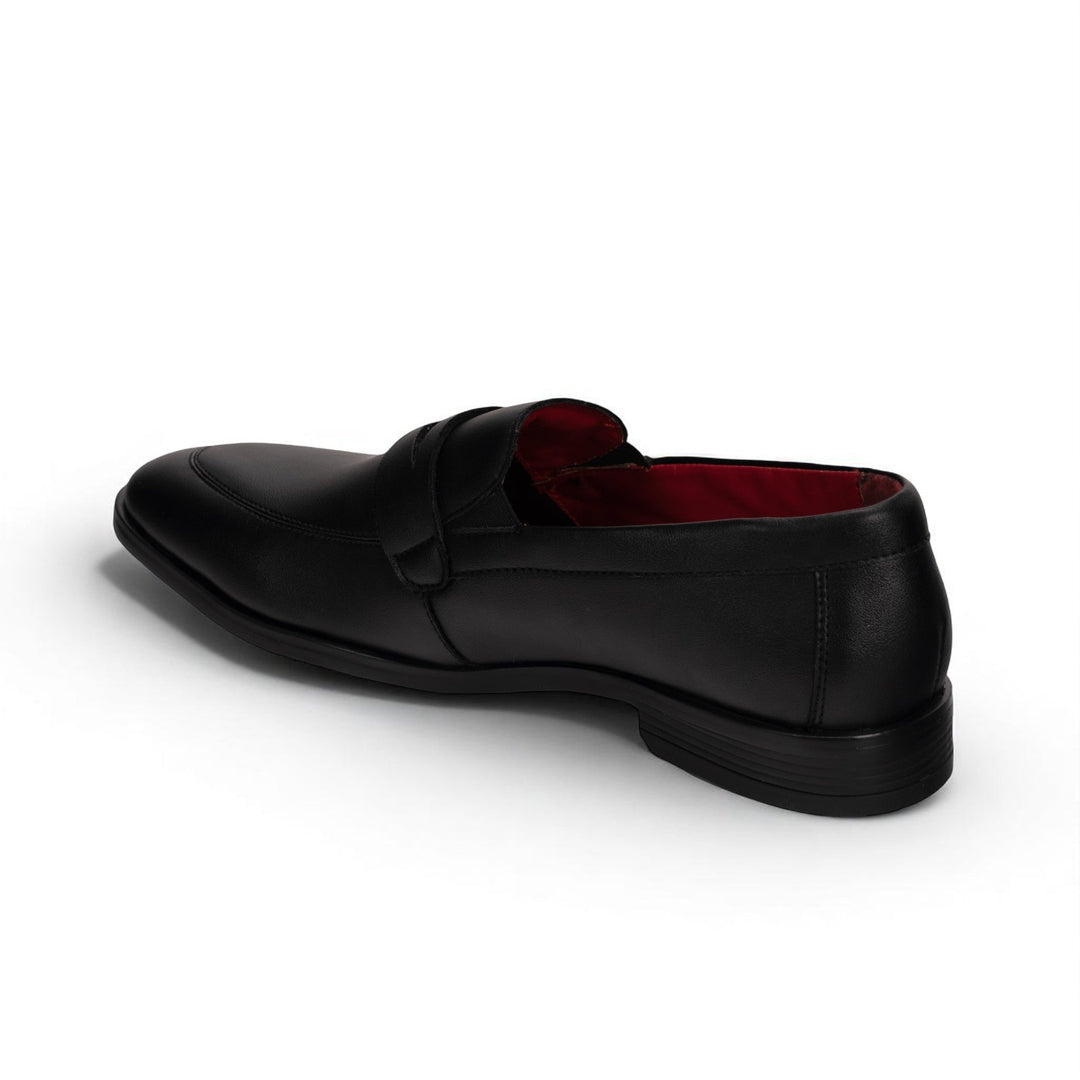 Ethik Bellmont Black | Men’s Vegan Leather Loafers | Semi - Gloss Finish with Saddle Strap - Suspire