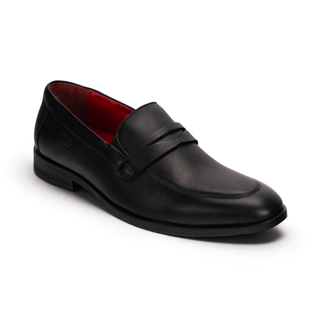 Ethik Bellmont Black | Men’s Vegan Leather Loafers | Semi - Gloss Finish with Saddle Strap - Suspire