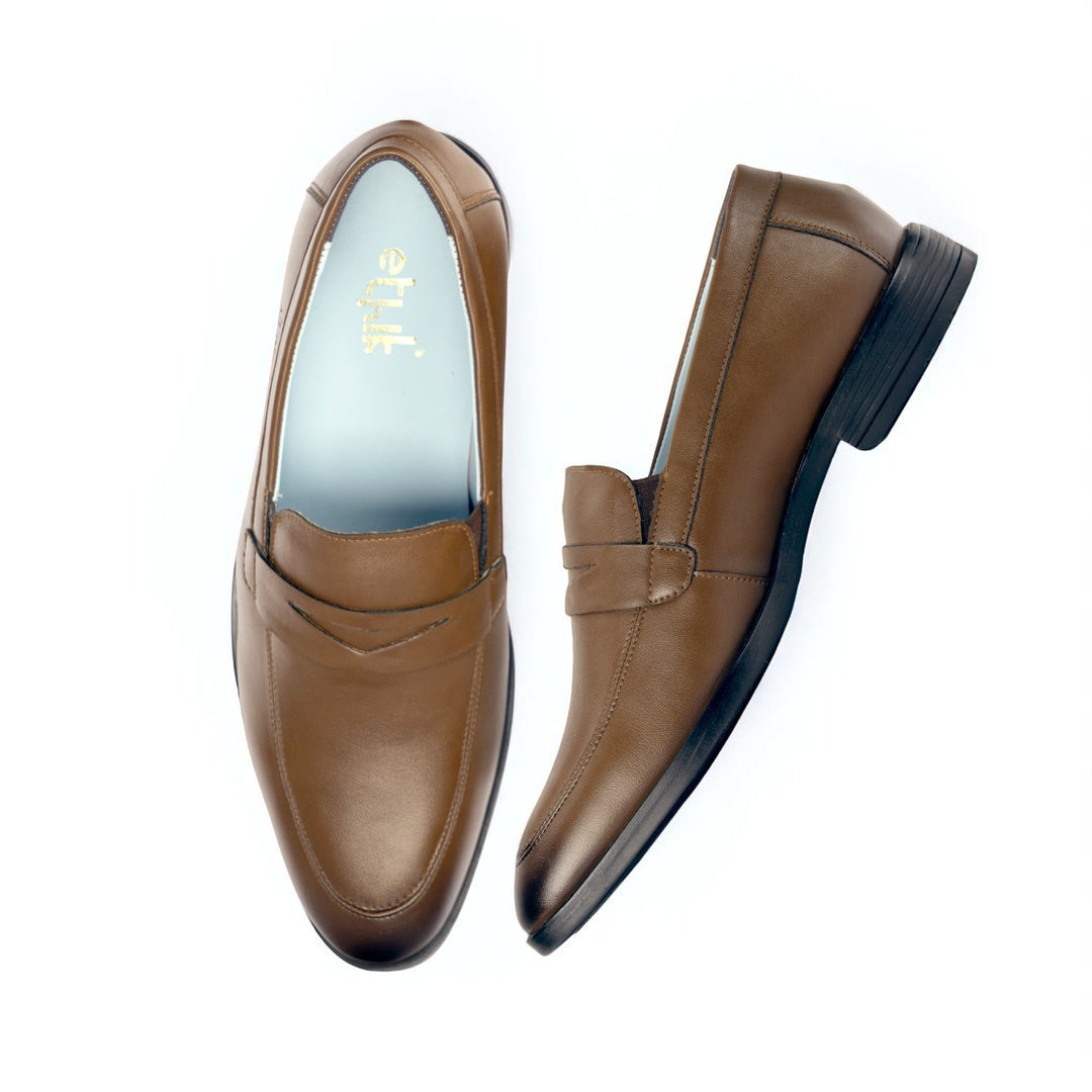 Ethik Bellmont Tan Brown Loafers | Vegan Leather | Saddle Strap | Formal Men’s Footwear - Suspire