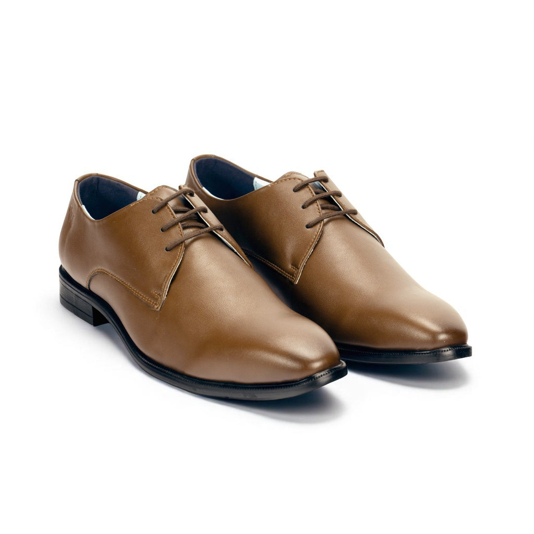 Ethik Captain Tan Derby | Men’s Formal Office Wear Shoes | Semi - Gloss Finish - Suspire