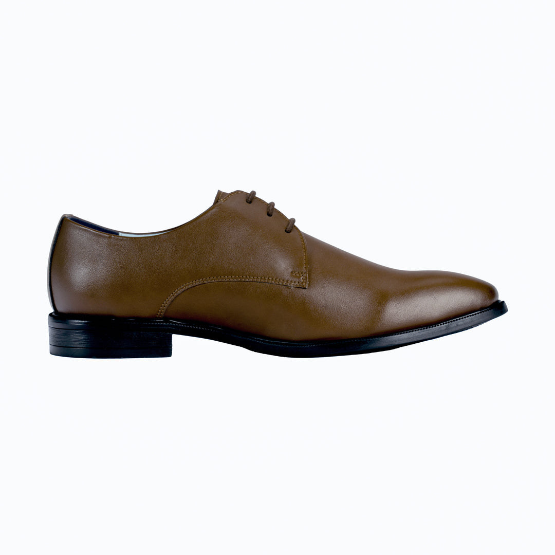 Ethik Captain Tan Derby | Men’s Formal Office Wear Shoes | Semi - Gloss Finish - Suspire