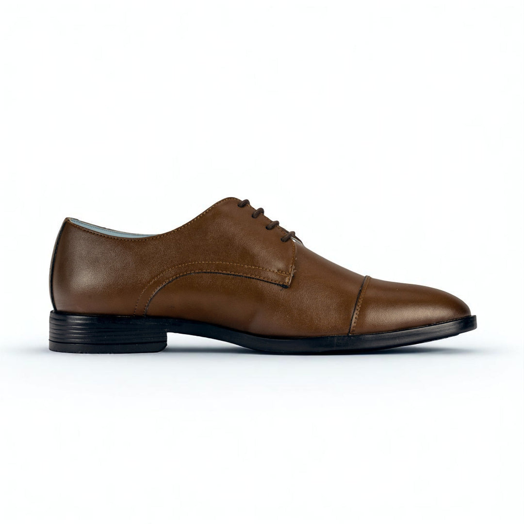 Ethik Classic Toe - Cap Derby in Tan – Vegan Leather Formal Shoes - Suspire