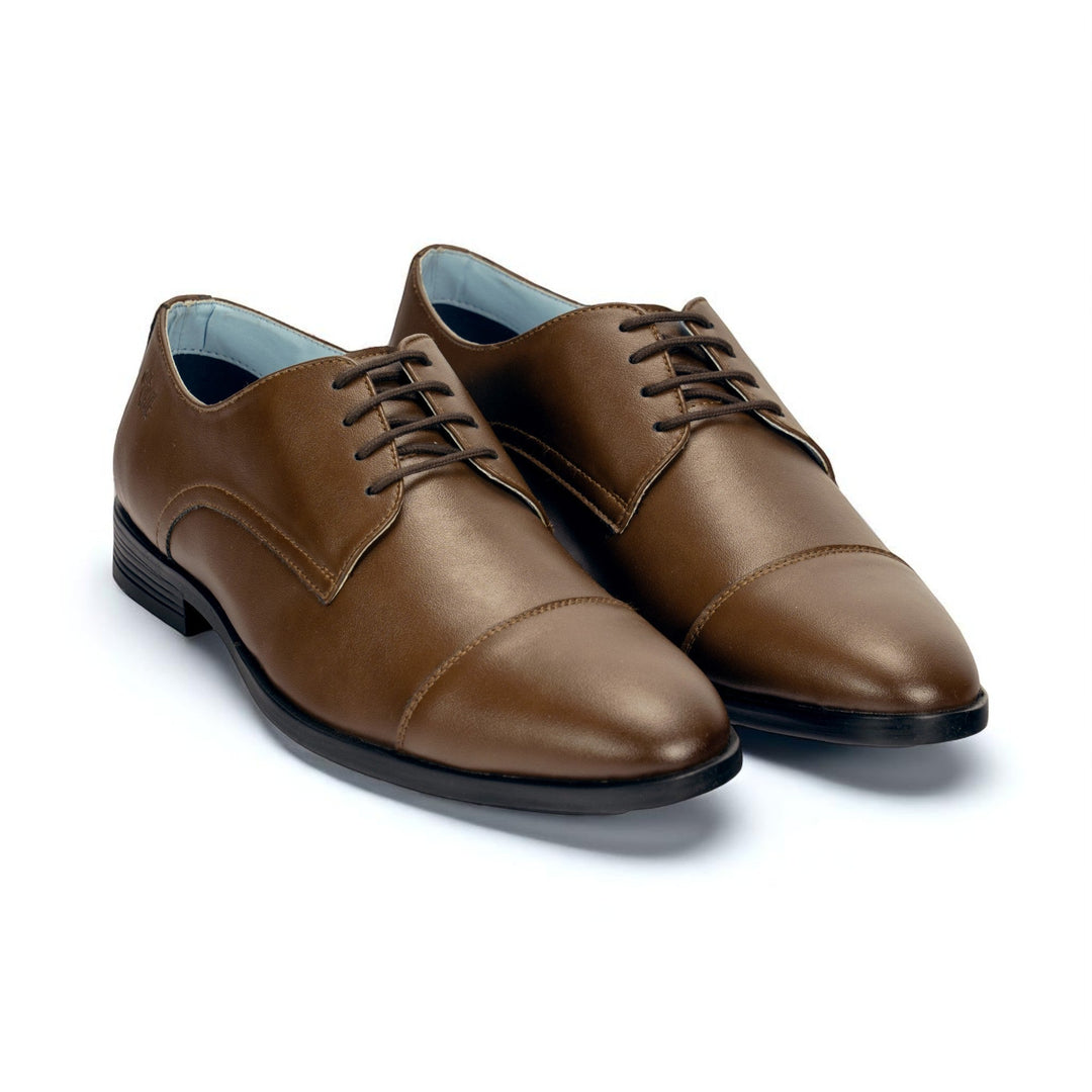 Ethik Classic Toe - Cap Derby in Tan – Vegan Leather Formal Shoes - Suspire