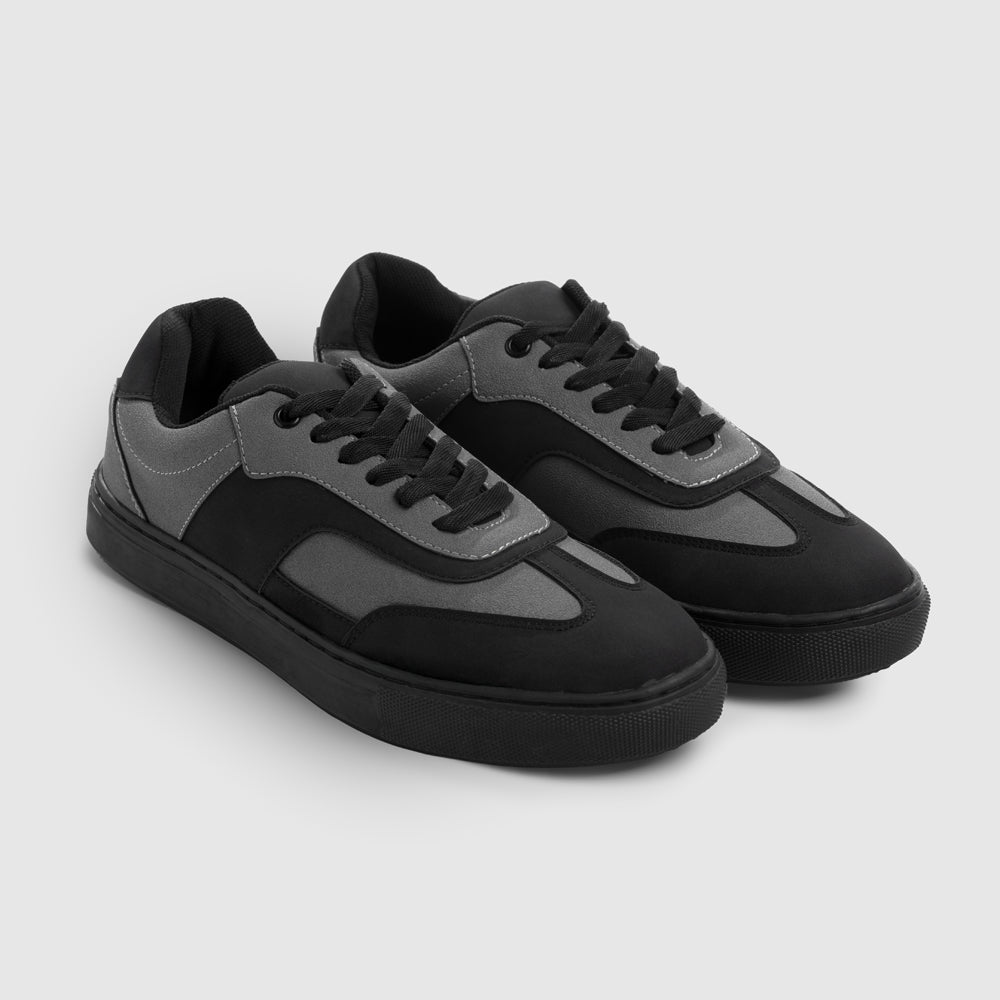 Ethik Glide Deep Grey Layered Panel Sneakers | Vegan Leather