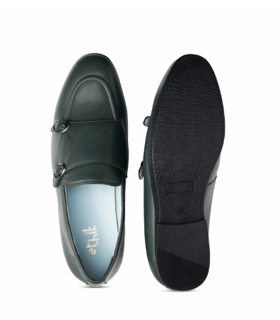 Ethik Men’s Monk Icon Forest Green | Semi - Gloss Double Monk Strap Dress Shoes | Ethical & Durable - Suspire