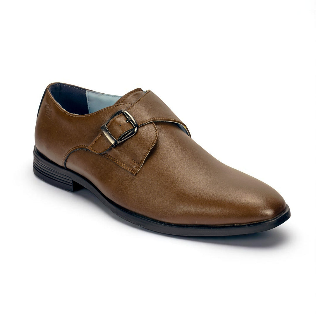 Ethik Monk Knight Brown Formal Shoes for Men | Classic Single Monk Strap | Vegan Leather - Suspire