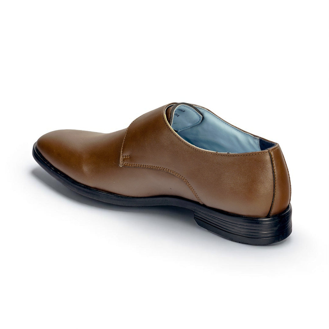 Ethik Monk Knight Brown Formal Shoes for Men | Classic Single Monk Strap | Vegan Leather - Suspire