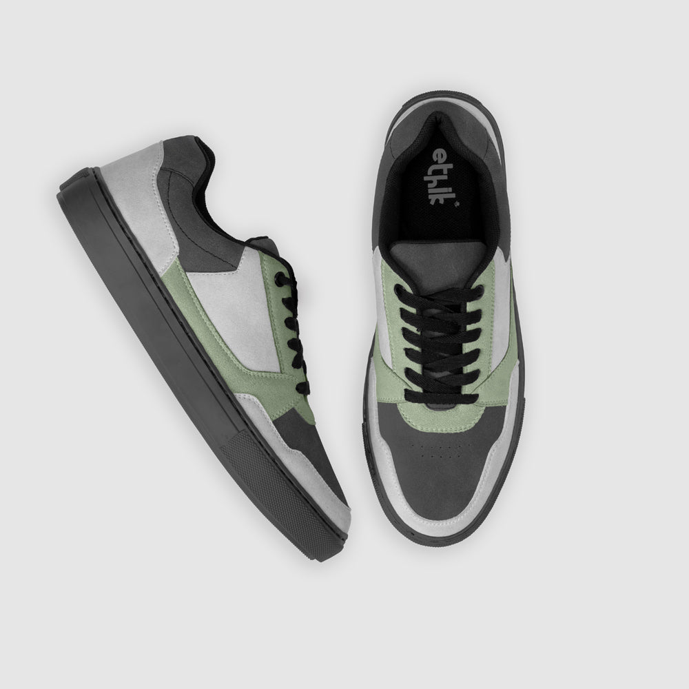 Ethik Pulse Sneakers – Black Grey Mint | Vegan Leather Shoes - Suspire