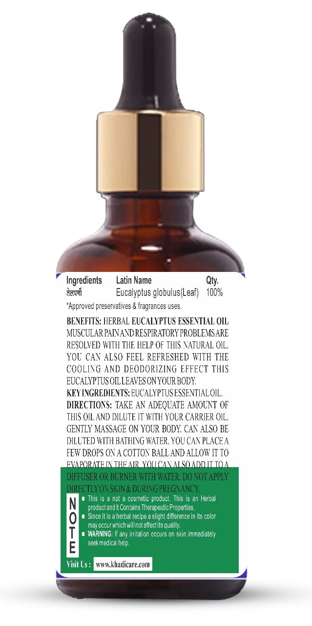 Khadi Care Eucalyptus Essential Oil | Herbal Ayurvedic | 15 ml