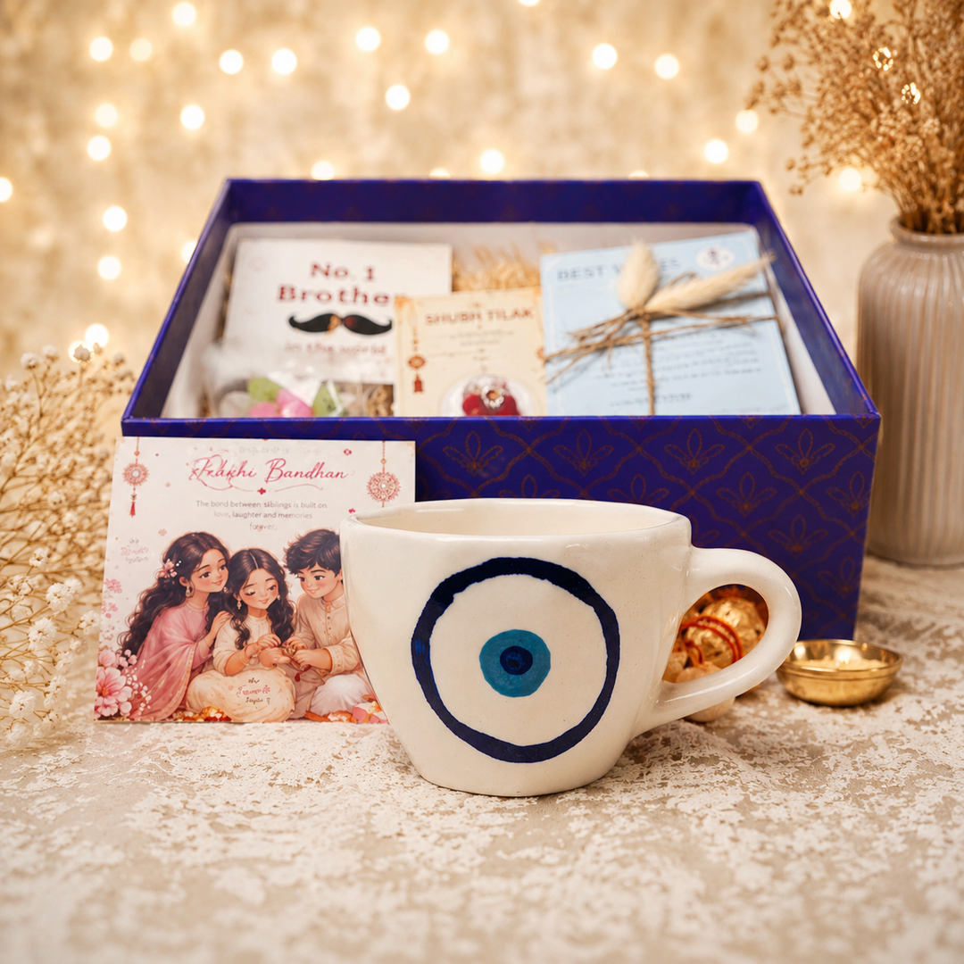 Artecasa Evil Eye Blessings Rakhi Hamper | Premium Bhai Bhabhi Raksha Bandhan Gift Hamper