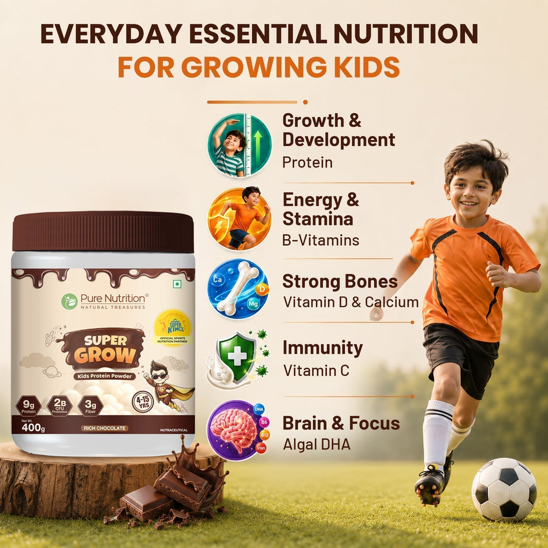 Super Grow Kids Protein Powder – Chocolate | Supports Growth & Development |400g