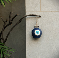 Evil Eye Cowbell Hanging | Handcrafted and Sustainable | Protective Wall & Door Hanging with Soothing Sound