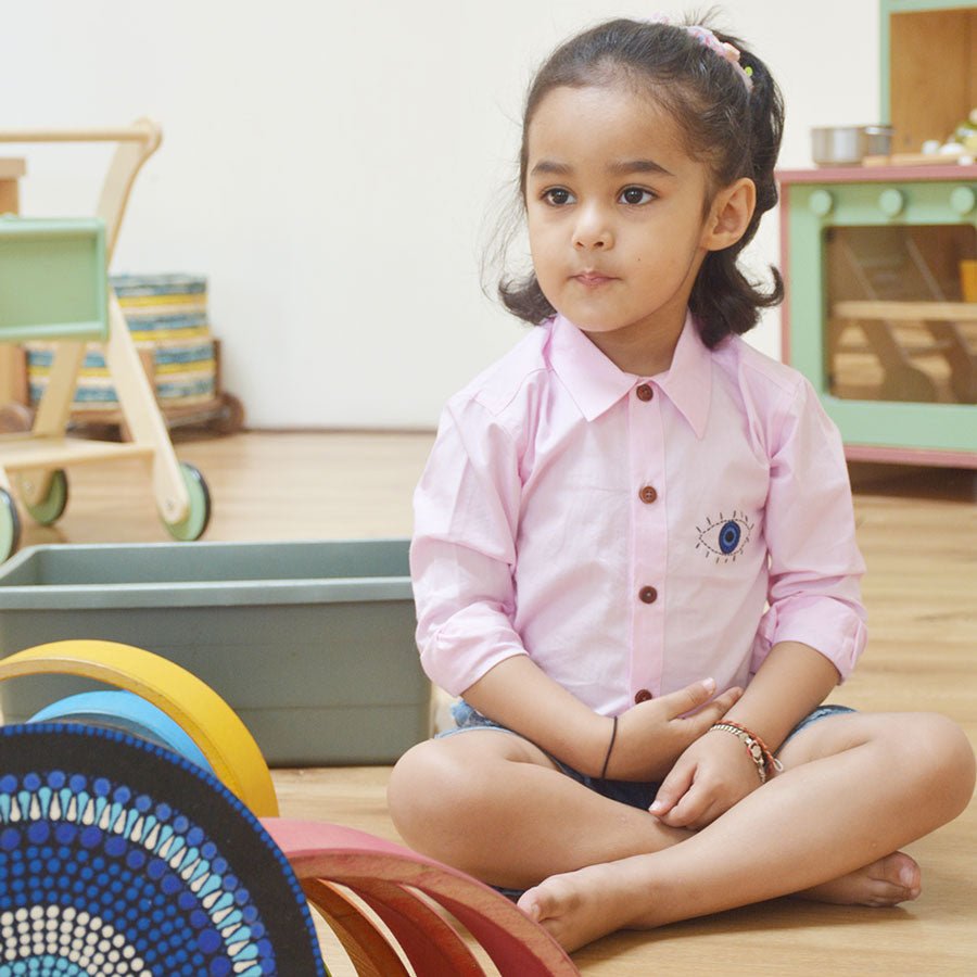Evil Eye Embroidered Unisex Shirt - Light Pink - Suspire