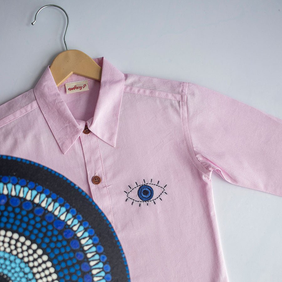 Evil Eye Embroidered Unisex Shirt - Light Pink - Suspire