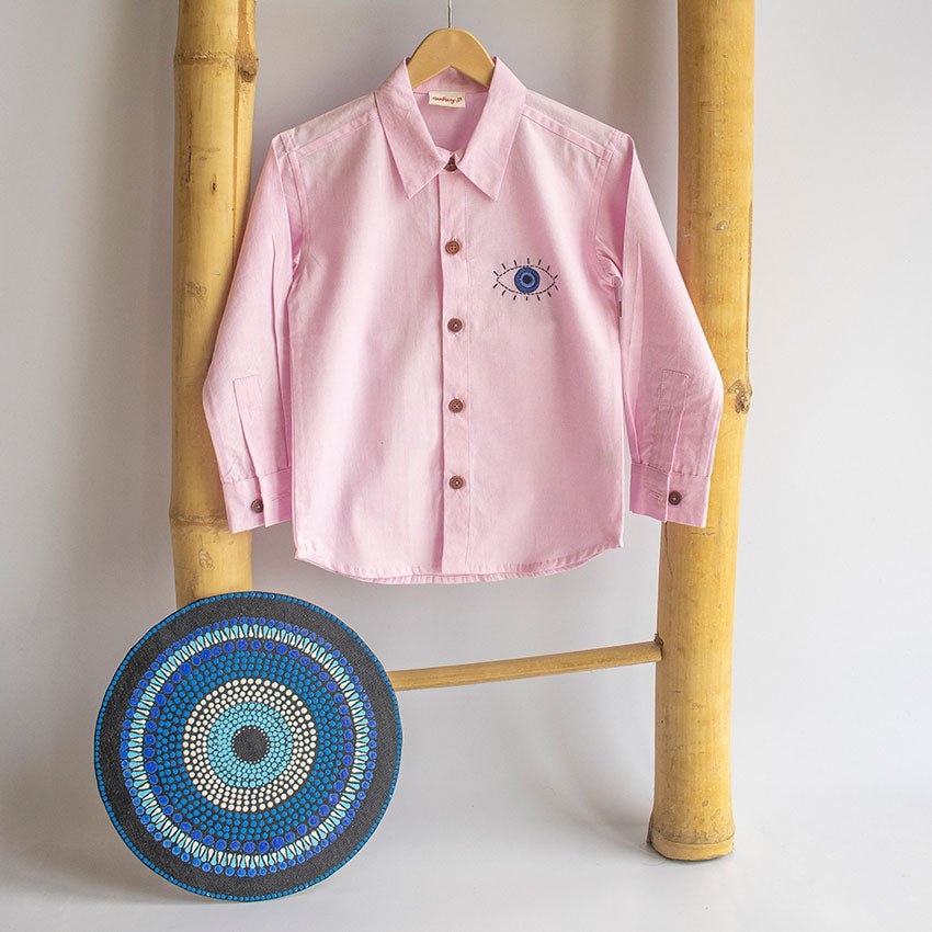 Evil Eye Embroidered Unisex Shirt - Light Pink - Suspire