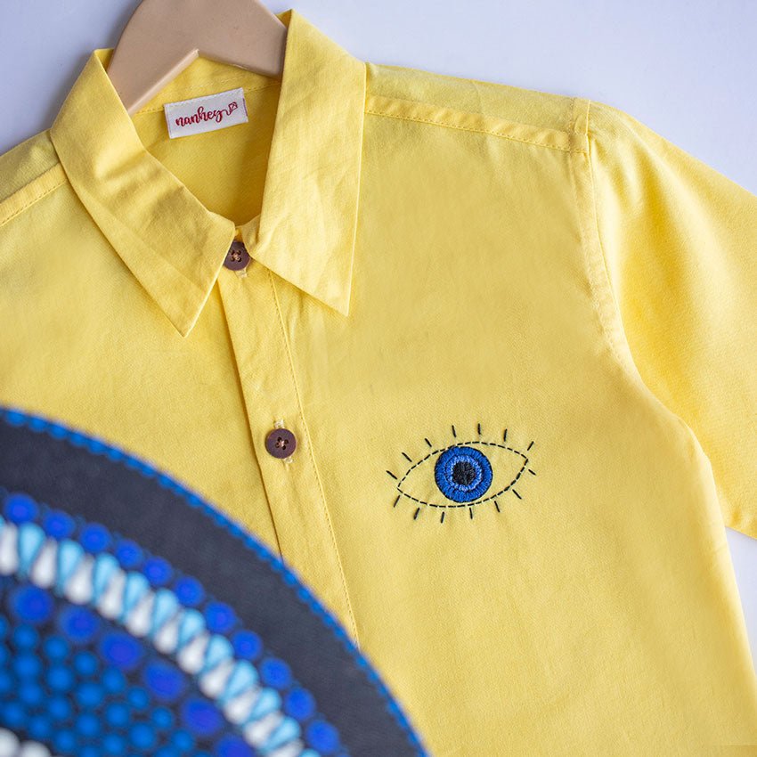 Evil Eye Embroidered Unisex Shirt - Yellow - Suspire
