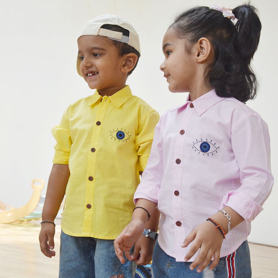 Evil Eye Embroidered Unisex Shirt - Yellow - Suspire