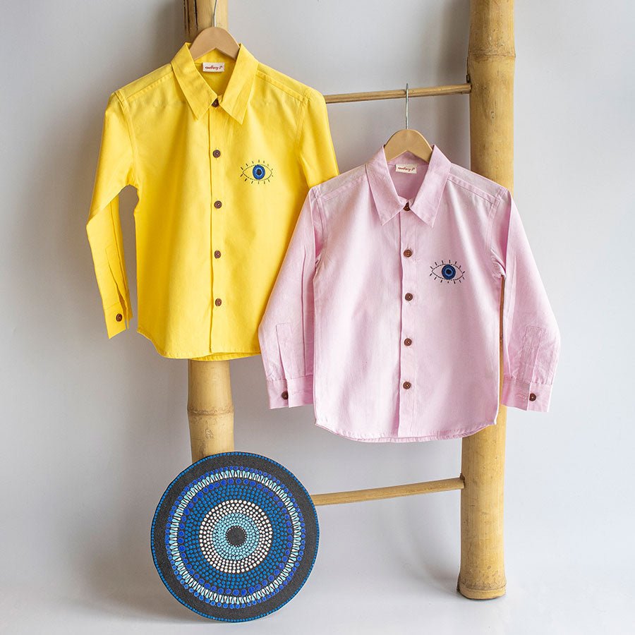 Evil Eye Embroidered Unisex Shirt - Yellow - Suspire