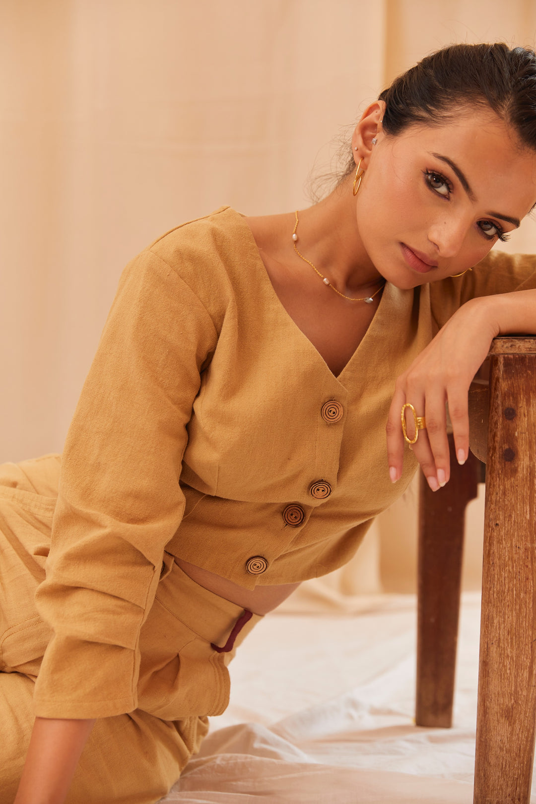 Pale Abstract Cropped Shirt