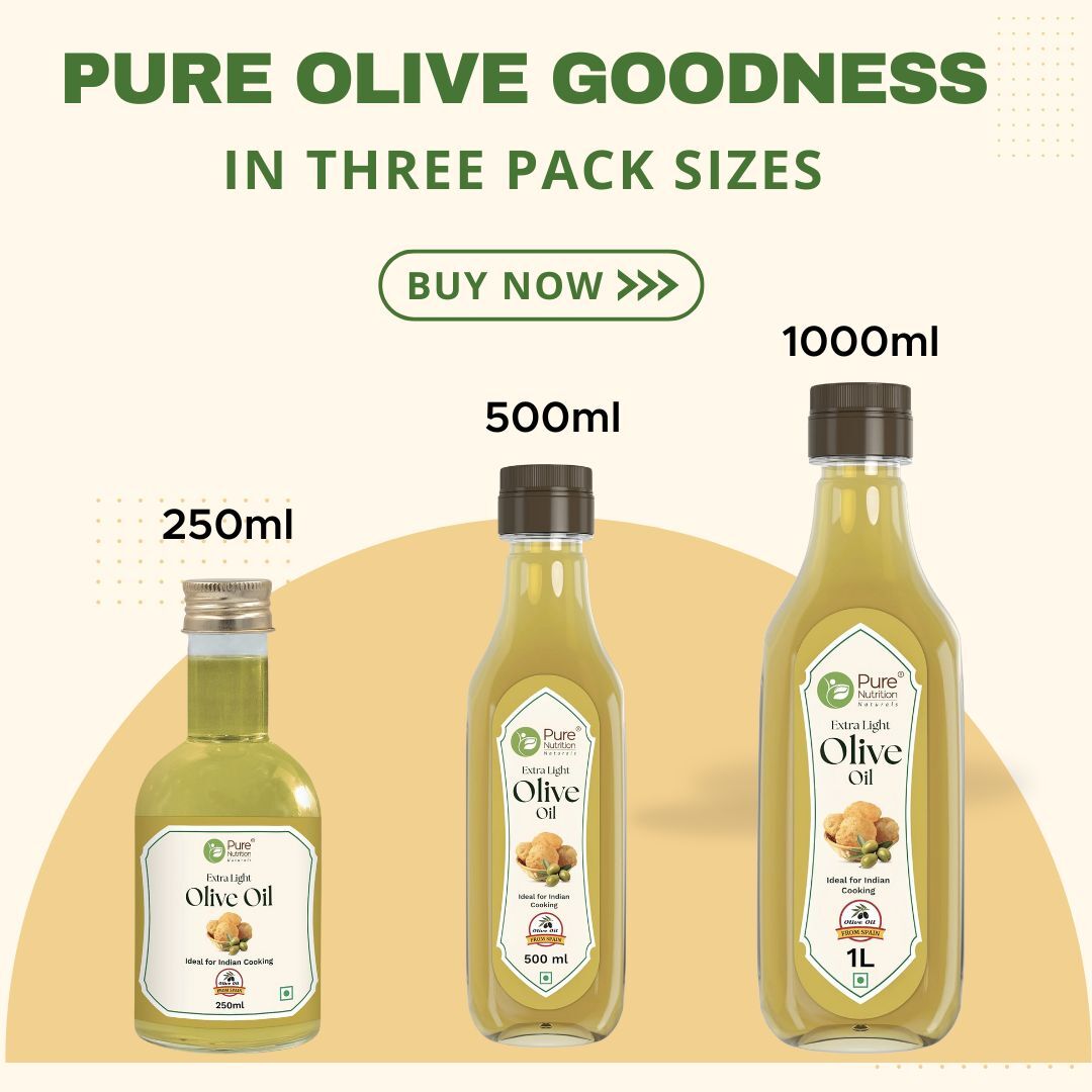 Pure Nutrition Extra Light Olive Oil -  Ideal for Cooking, Salads, Skin & Hair