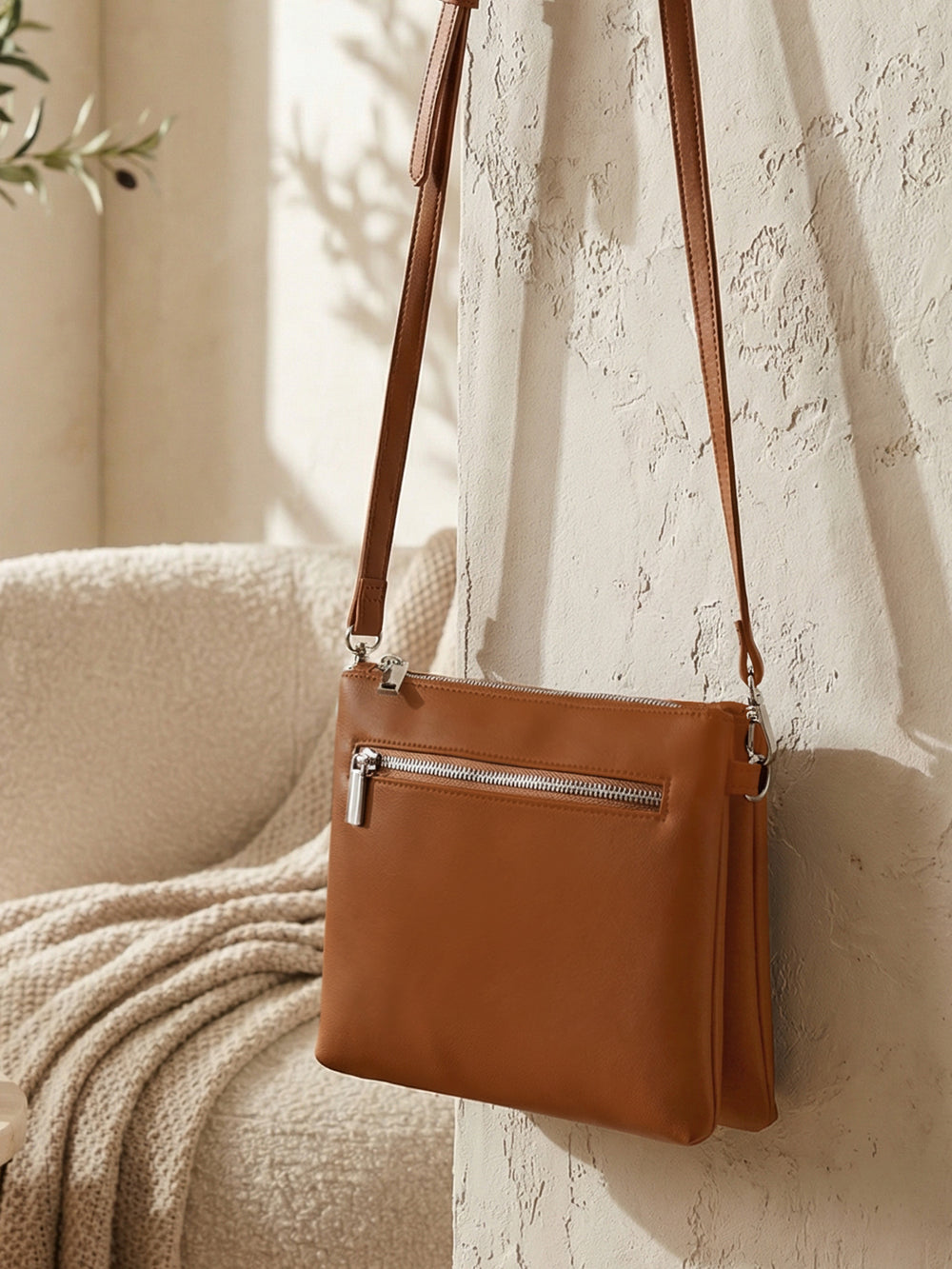 Dual Sling Vegan Leather Crossbody