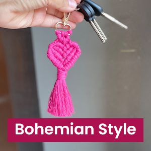 SUTRAM Handmade Heart Keychain - Pink (Pack of 1) | Valentine Gift