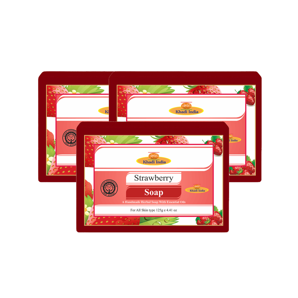 Khadi Care Herbal Strawberry Soap - 125g Pack of 3