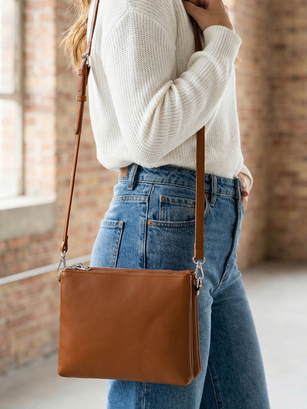 Dual Sling Vegan Leather Crossbody