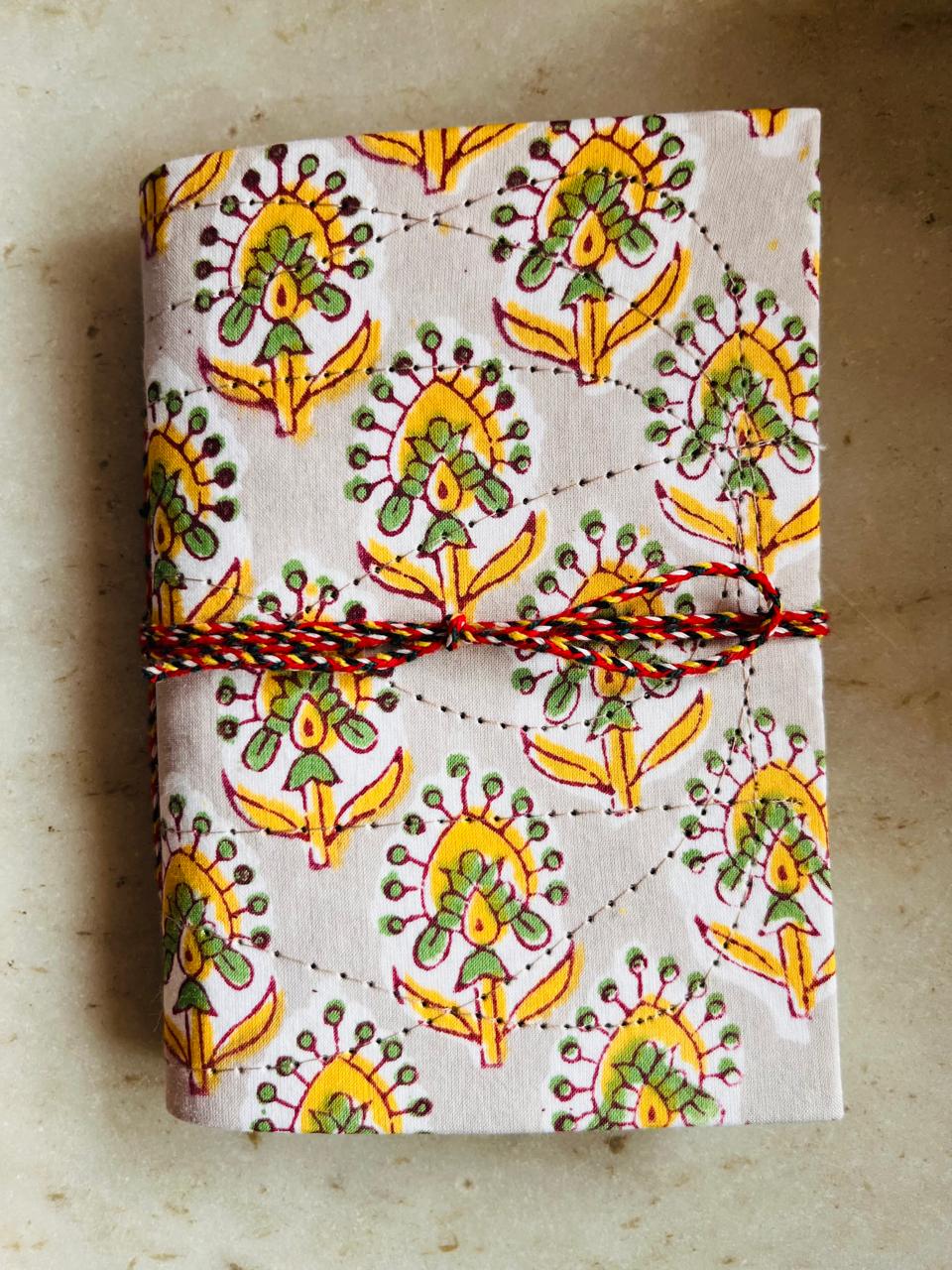 Set of 2 Handcrafted Fabric Diary | 15 × 10 cm | Peekaboo | Softbound with Strings