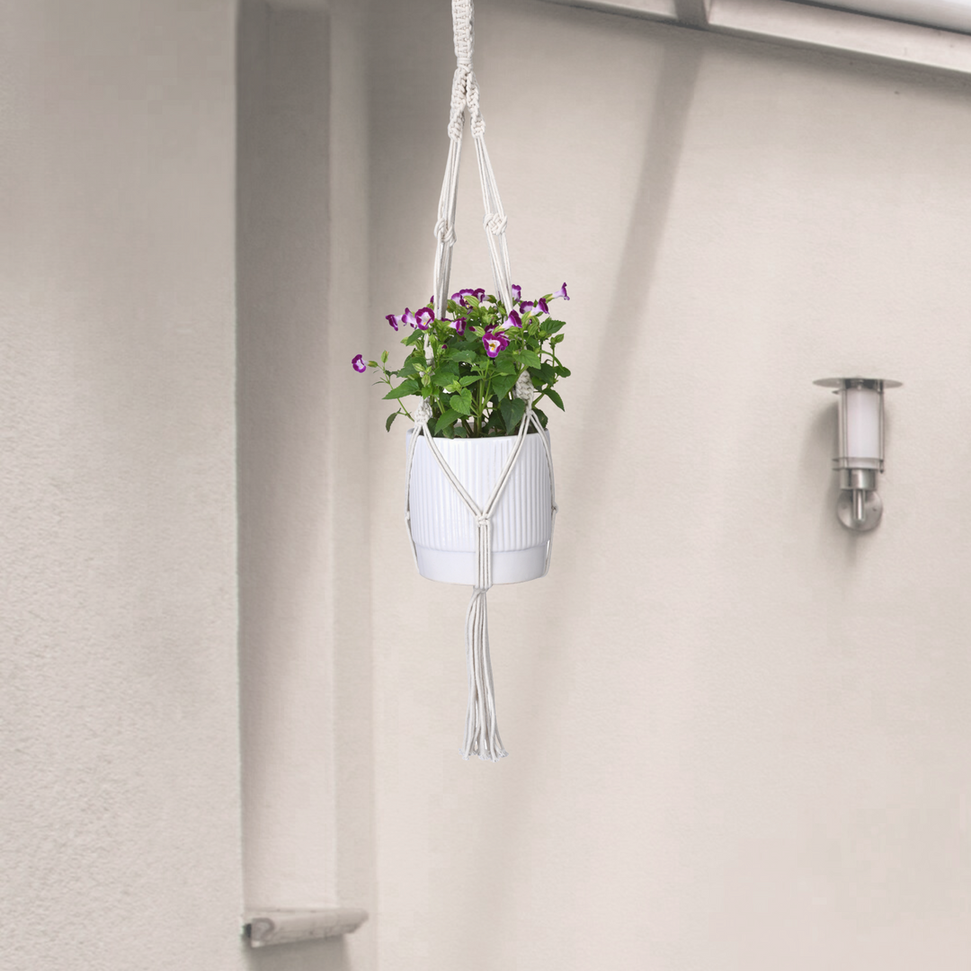 OIKO Macrame Cotton Plant Hanger Stylish Boho Hanging Planter for Home & Garden Pack of 2